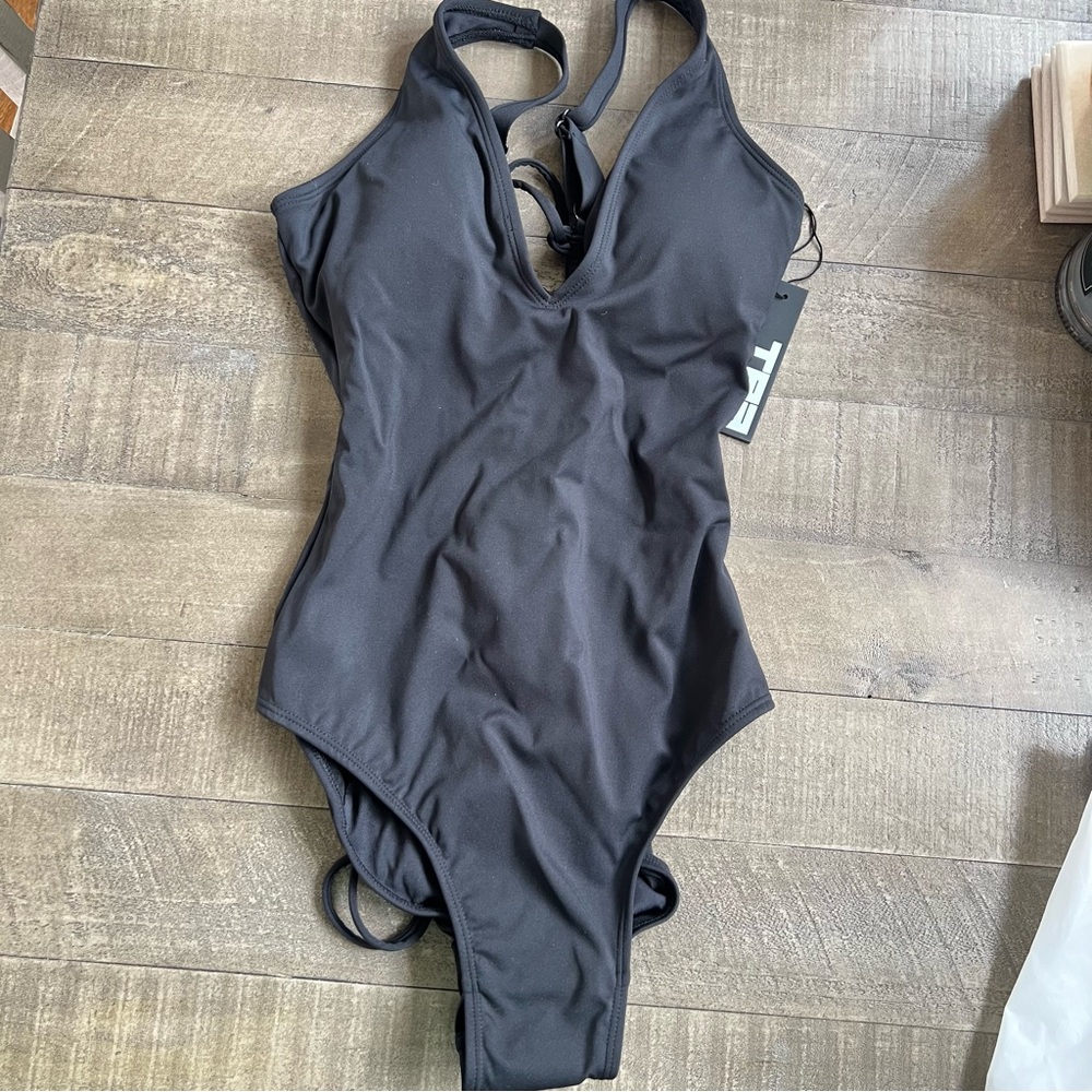 TA3 plungey black One Piece swimsuit bathing suit price is firm